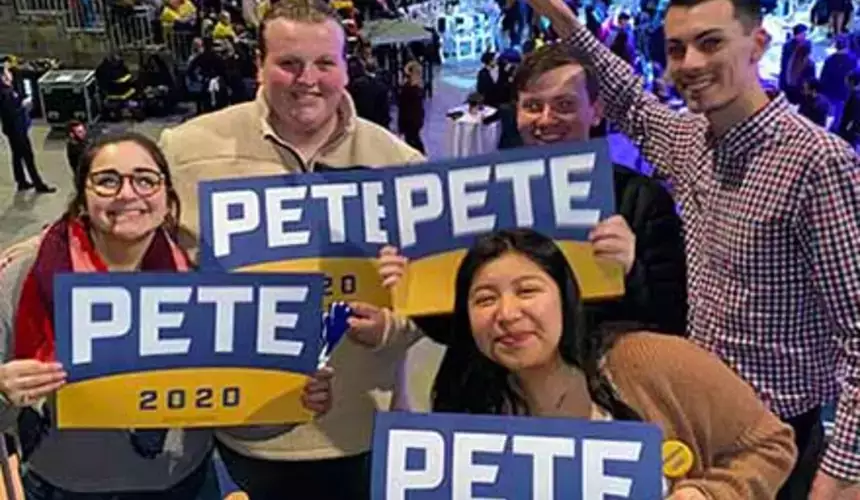 Students at a campaign event