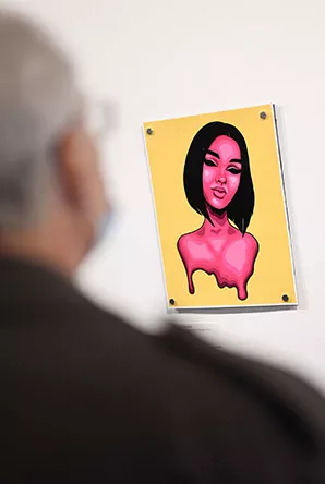Painting of a woman made to look like melting ice cream.