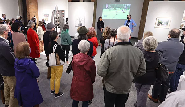 Sven Anderson hosting a talk about art