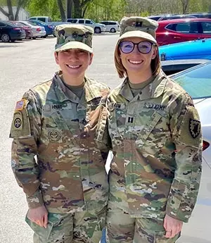 Taylor Baum in Uniform with friend
