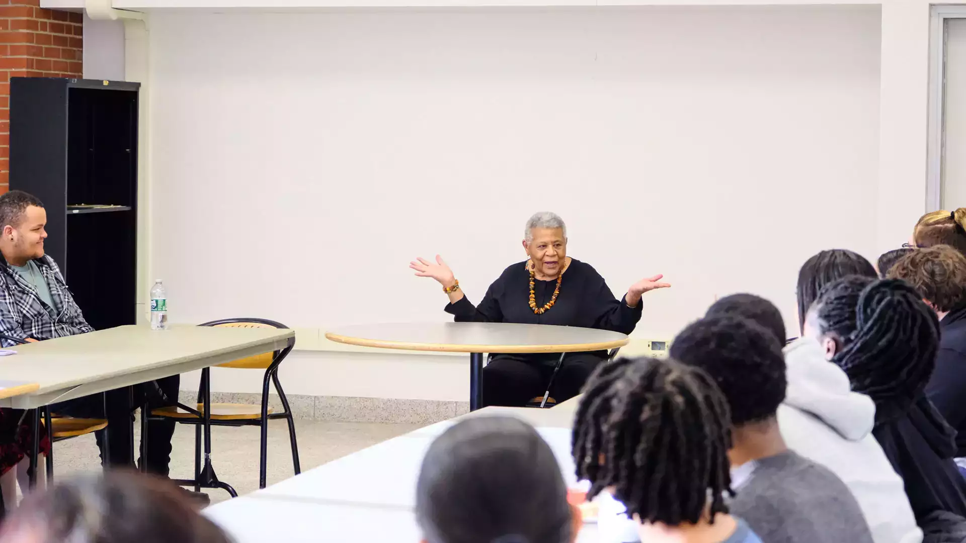 Minnijean Brown-Trickey, civil rights activist and a member of the Little Rock Nine, speaking to students.