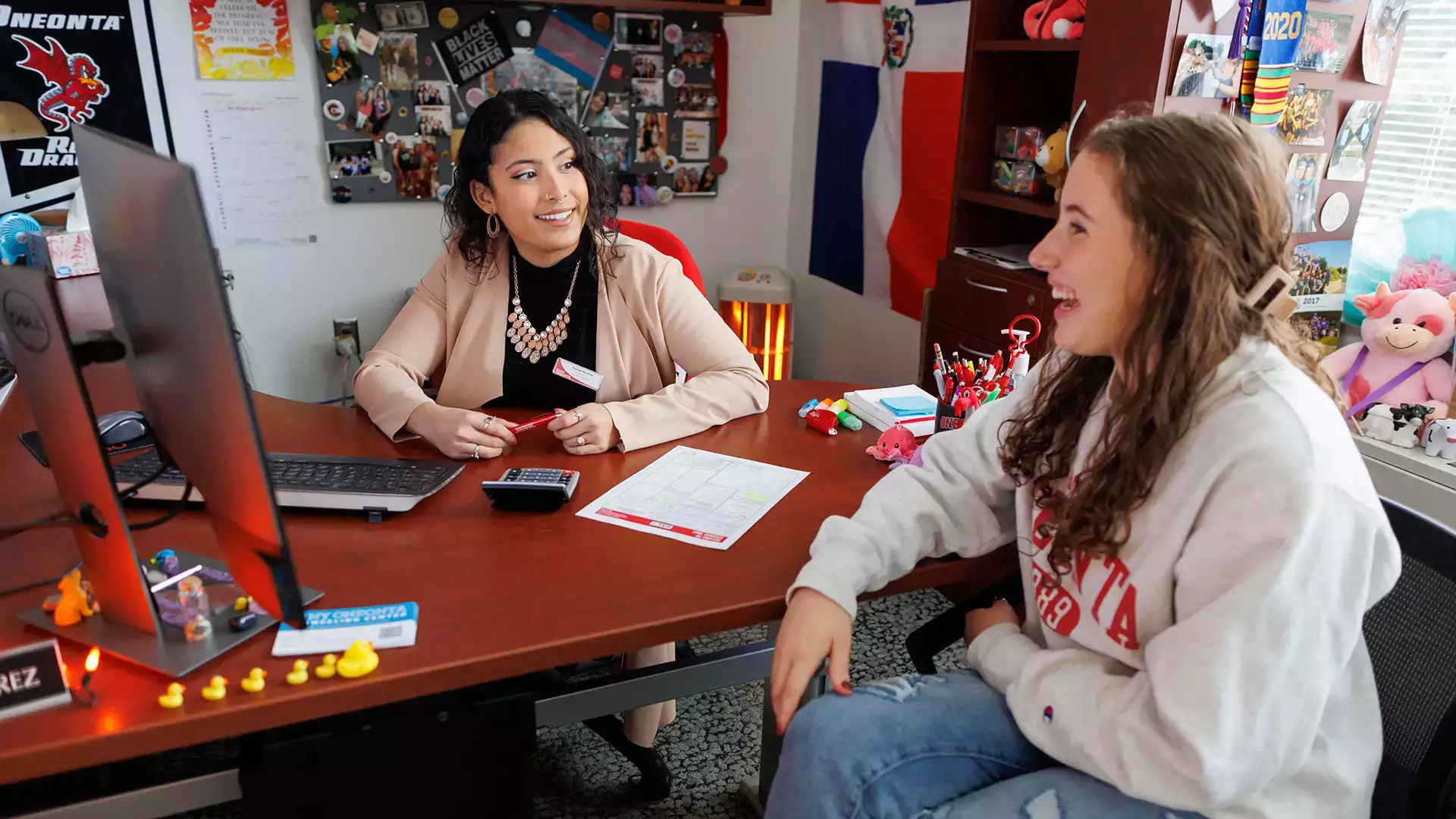 A student discusses minor options with an academic advisor.