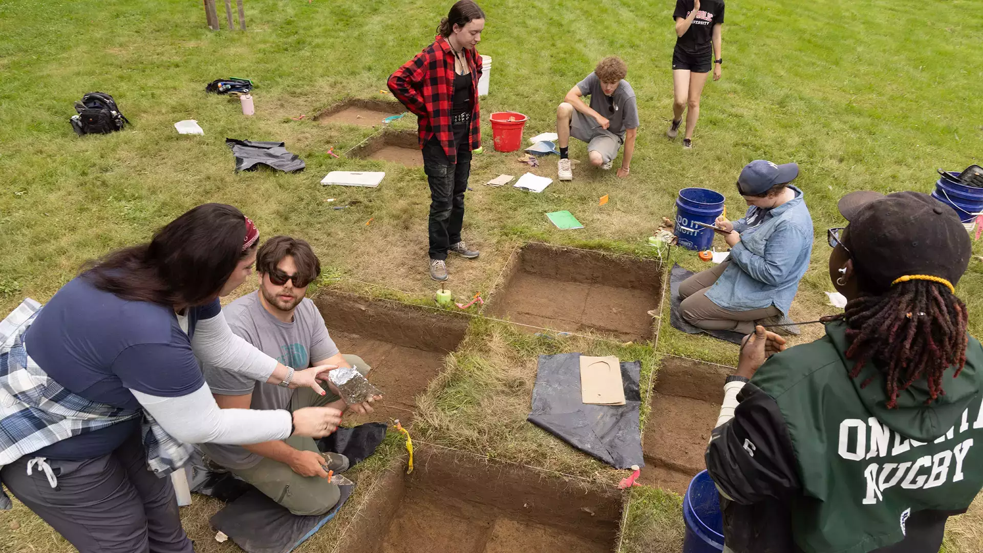 Students get hands-on-learning during the archaeology field school.
