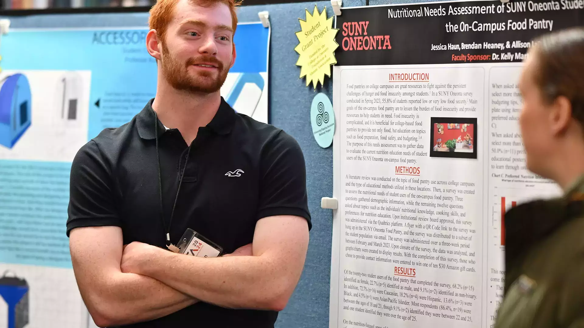 Dietetics student presenting during the Research Creativity Showcase.
