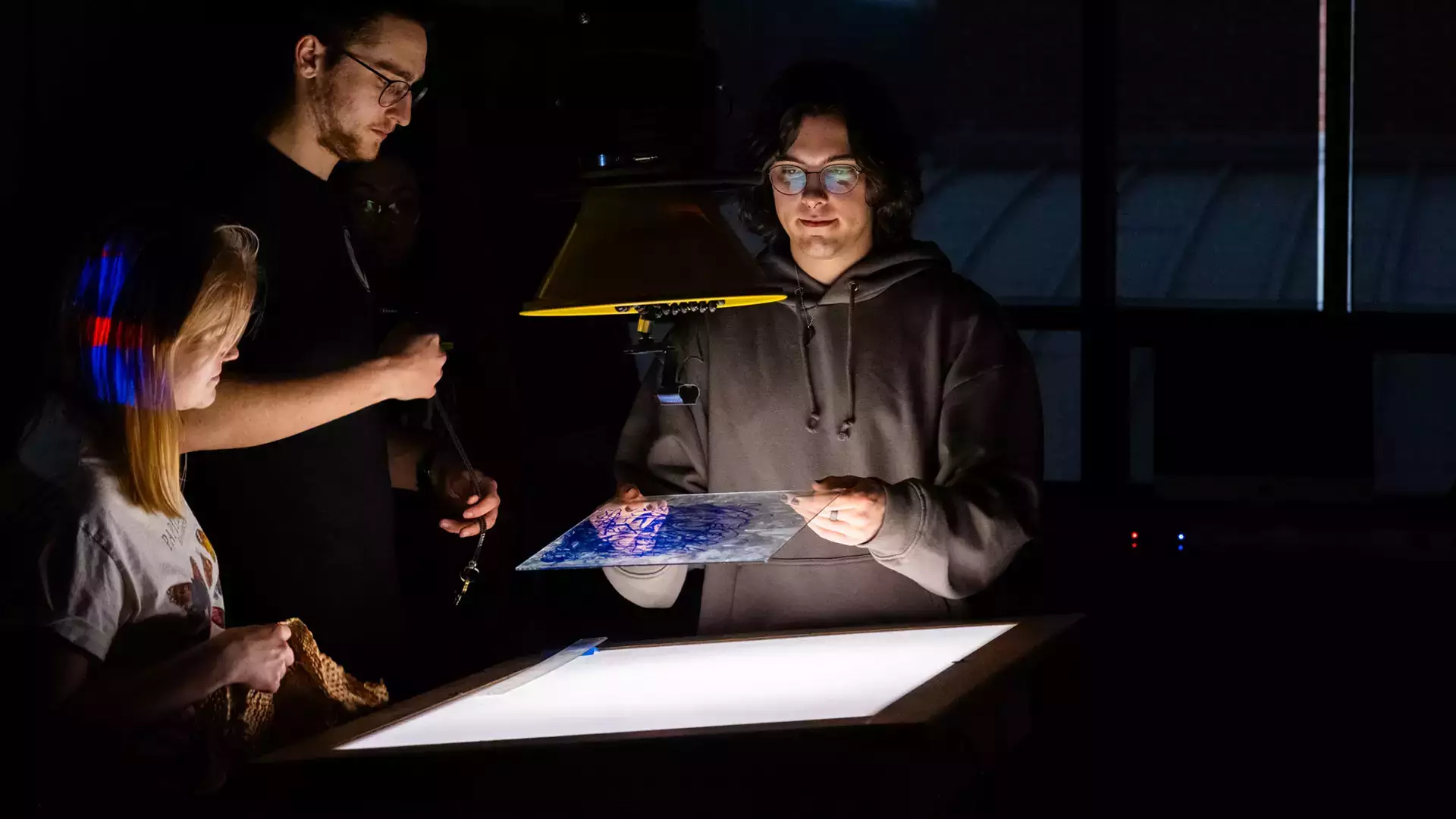 Artist-in-residence Natan Diacon-Furtado working in the studio.