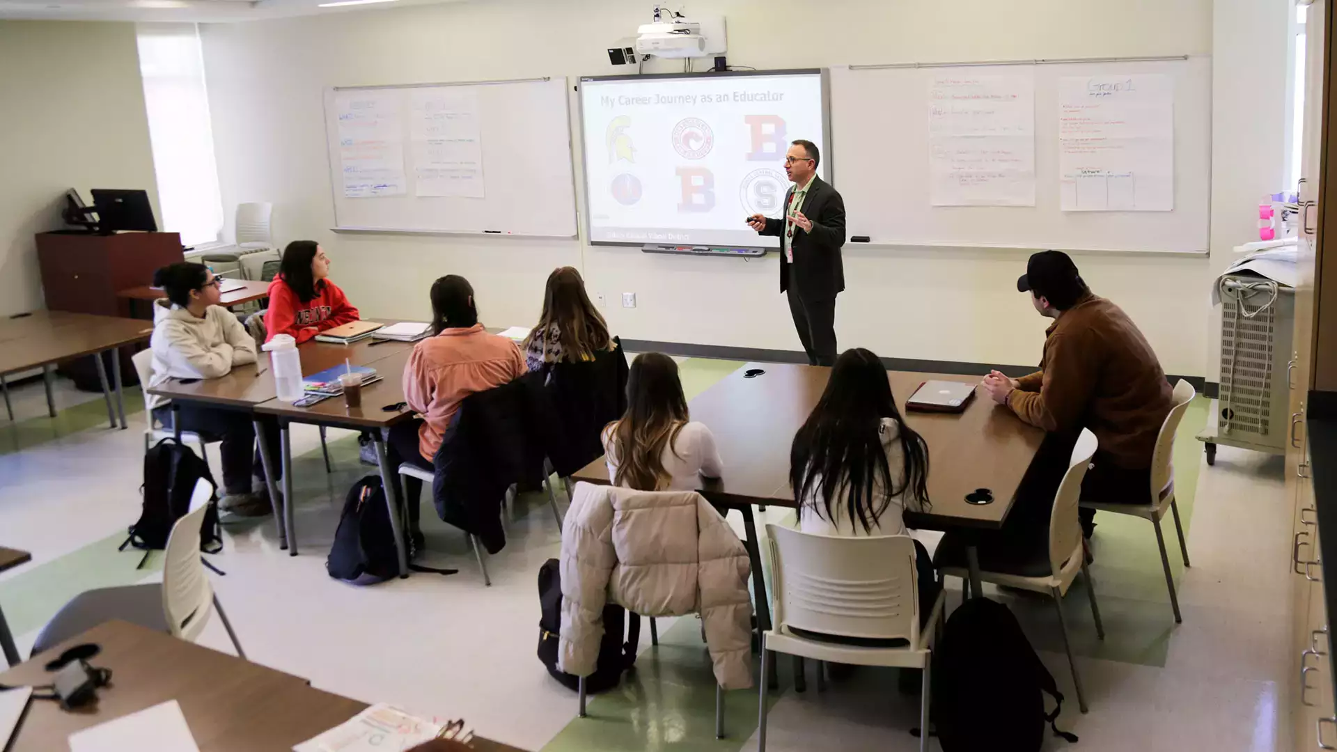 Earth Science and Adolescence Education dual majors in the classroom.