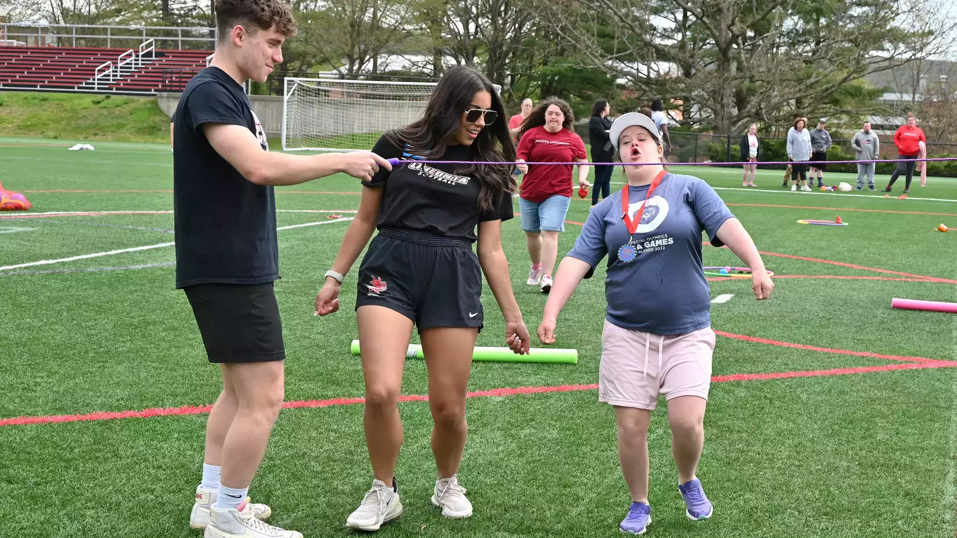Exercise Science students work with participants of the Adaptive Sports Field Day